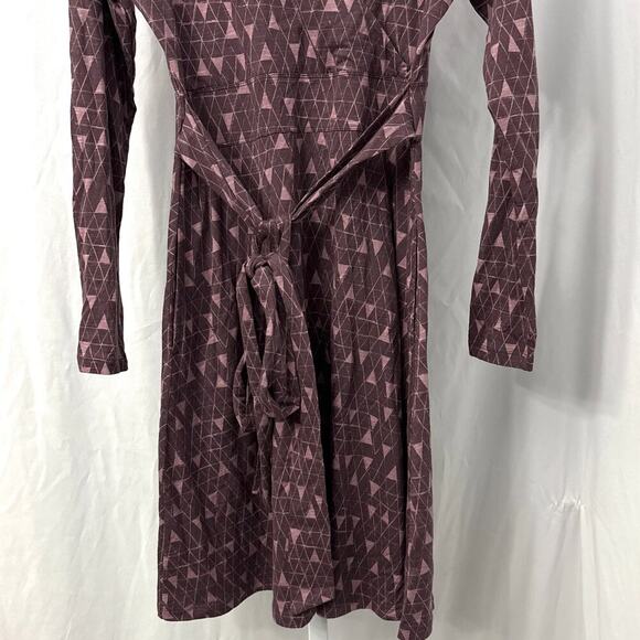 Toad&Co Dress Womens Small Cue Wrap Long Sleeve Purple Geometric V Neck - Picture 6 of 9